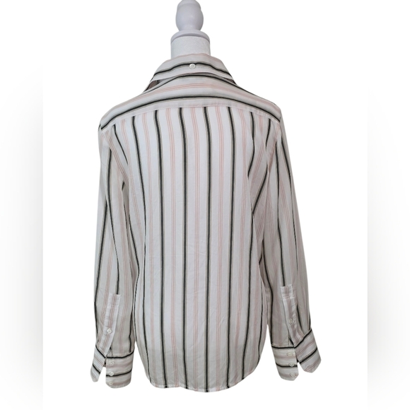 Madewell Green And Pink Striped Shirt Size 2 - Picture 6 of 7